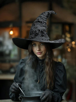 KissICON Black / 3pcs Gothic Witch Costume Complete Halloween Party Outfit Set