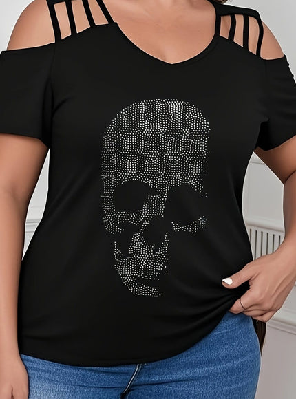 jkthpu-45 Black 4 / UK 16 Plus Size, Plus Size Women's Rhinestone-Embellished Heart Design