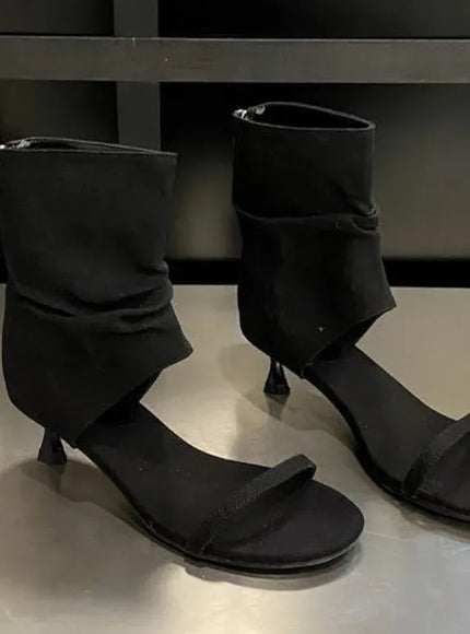 KissICON Black / 40 2025 New Concise Open Toe Clip-On Denim Women's