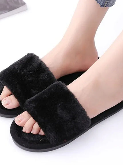 KissICON black / 40-41 1 Pair Women Slippers New Fashion Plush Shallow