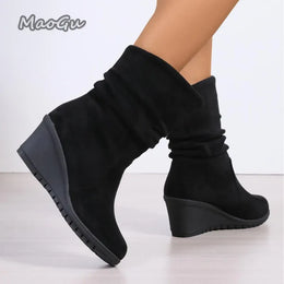 KissICON Black / 40 Women's Round Toe Short Boots Autumn Winter New
