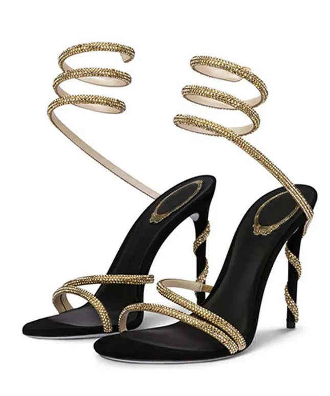 Dropshipman Black / 41 Eilyken Fashion Style Crystal Diamond Ankle Strap Women Sandals Sexy Open Toe Thin High Heels Nightclub Banquet Party Shoes