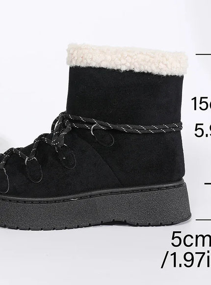 KissICON black / 41 Korean Thick Bottom Women's Snow Boots Lace Up