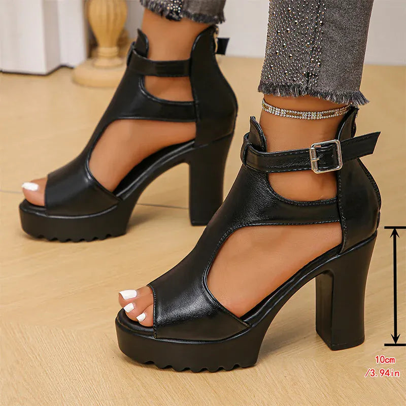 KissICON black / 41 Plus Size Super High Heels Sandals for Women