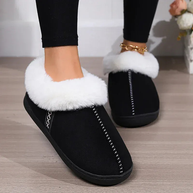 KissICON Black / 42-43 Indoor Flat Heel Warm Home Slippers Women Bag