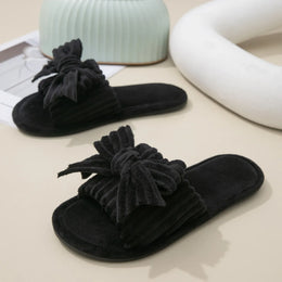 KissICON black / 42-43 Women Bow Décor Plush Open Toe Memory Foam