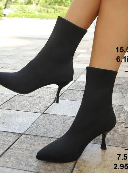 KissICON black / 42 Fashion Elastic Sock Boots Women Knitted Breathable High
