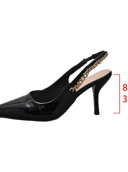 KissICON black / 42 Metal Chain Decor High Heel Sandals for Women