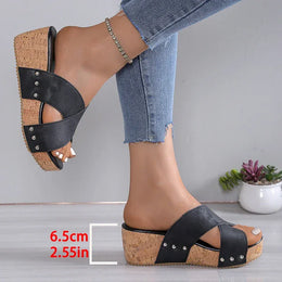 KissICON black / 42 Thick Sole Chunky Platform Slippers Women Plus Size