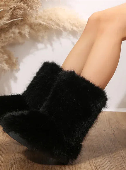 KissICON black / 42 Women's Winter Snow Boots Outdoor Luxury Furry Faux