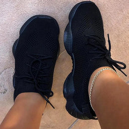 Dropshipman black / 44 Women's Sneakers 2024 New Fashion Breathable Trainers Comfortable Sneakers Women Mesh Fabric Lace Up Female Footwear Women Shoes
