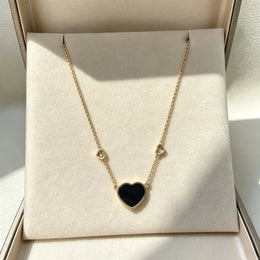 KissICON Black 45cm Heart‑Shaped Jewellery Women's Necklace Bracelet Earrings S925 Silver Plating Rose Gold 5A Zircon High-End Exquisite Party Gift