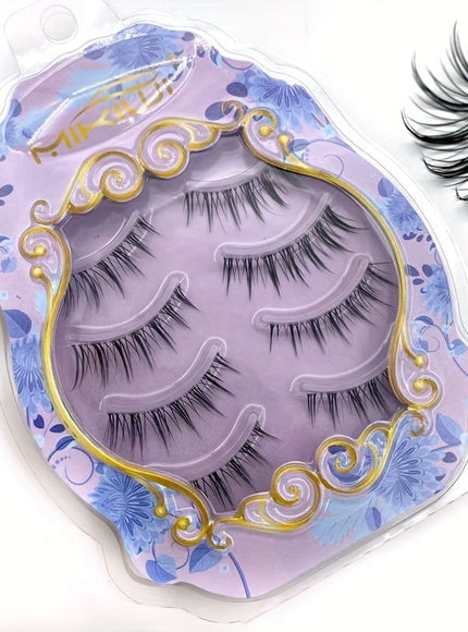 KissICON Black- 4Pair KissIcon Comics False Eyelashes Transparent Stem - Reusable