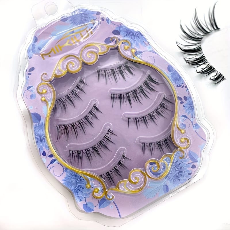 KissICON Black- 4Pair KissIcon Comics False Eyelashes Transparent Stem - Reusable