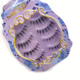 KissICON Black- 4Pair KissIcon Comics False Eyelashes Transparent Stem - Reusable
