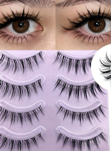 KissICON Black- 4Pair KissIcon Comics False Eyelashes Transparent Stem - Reusable