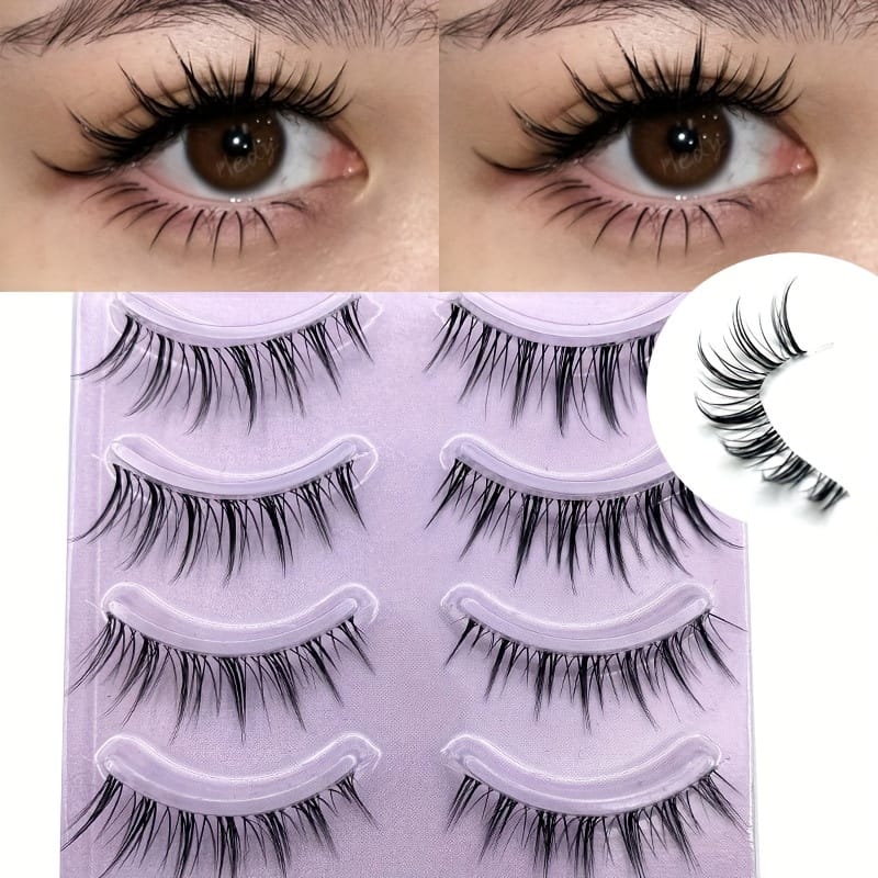 KissICON Black- 4Pair KissIcon Comics False Eyelashes Transparent Stem - Reusable