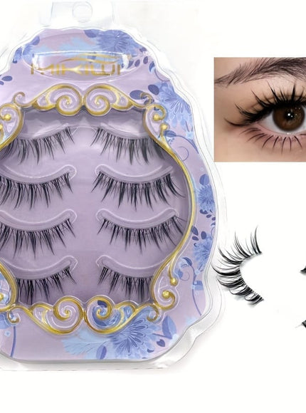 KissICON Black- 4Pair KissIcon Comics False Eyelashes Transparent Stem - Reusable