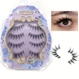 KissICON Black- 4Pair KissIcon Comics False Eyelashes Transparent Stem - Reusable