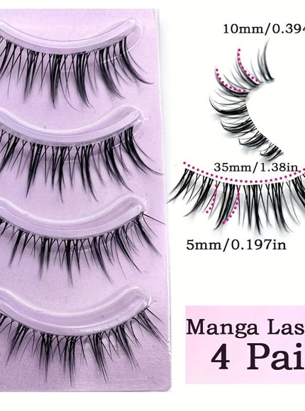 KissICON Black- 4Pair KissIcon Comics False Eyelashes Transparent Stem - Reusable