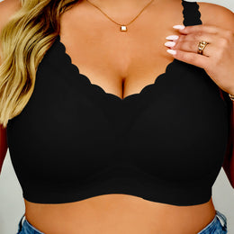 KissICON Black / 4XL Curve Seamless Bra – Comfy Wavy Trim
