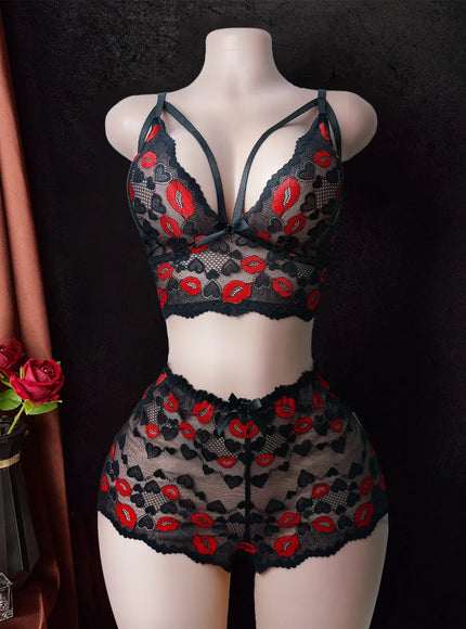 KissICON black 5 / XL XL 4XL Plus-size Lingerie – Nightgown Lace Open-bust