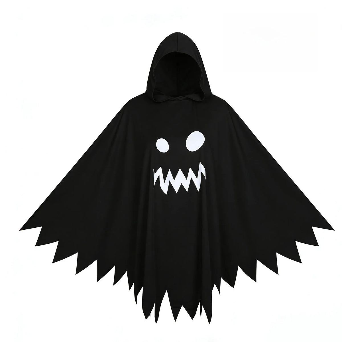KissICON Black / 75CM Halloween Trick or Treat Ghost Cosplay Costume Hooded Ghosts Face Cloak White Black Fancy Dress Family Matching Outfits