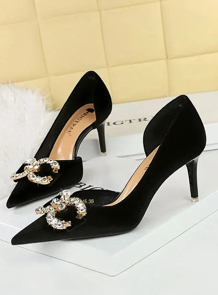 KissICON Black 7cm / 43 BIGTREE Party Pumps 7cm Thin High Heels Western