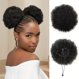 KissICON Black / 8inch KissIcon Afro Puff Drawstring Ponytails - Natural Look