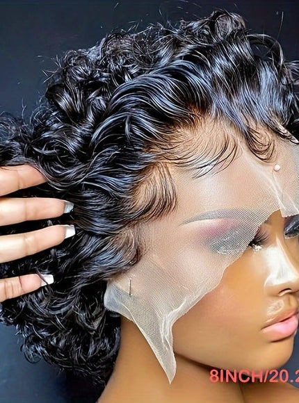 KissICON Black / 8inch Kissicon Short Pixie Cut Curly Lace