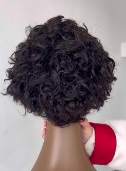 KissICON Black / 8inch Kissicon Short Pixie Cut Curly Lace