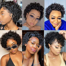 KissICON Black / 8inch Kissicon Short Pixie Cut Curly Lace