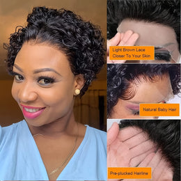 KissICON Black / 8inch Kissicon Short Pixie Cut Curly Lace