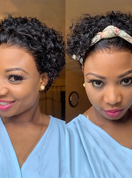 KissICON Black / 8inch Kissicon Short Pixie Cut Curly Lace