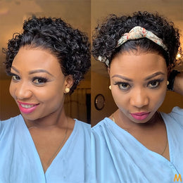 KissICON Black / 8inch Kissicon Short Pixie Cut Curly Lace