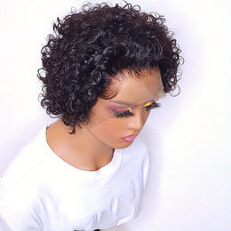 KissICON Black / 8inch Kissicon Short Pixie Cut Curly Lace