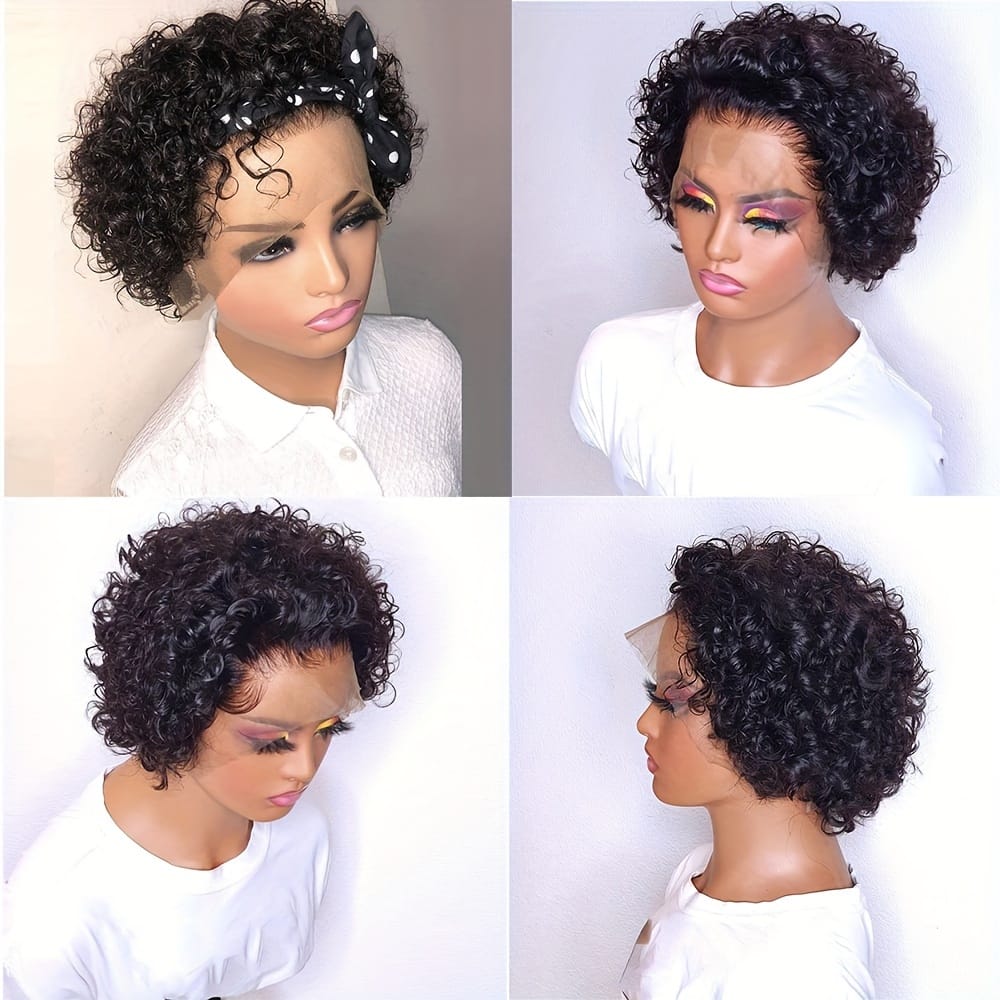 KissICON Black / 8inch Kissicon Short Pixie Cut Curly Lace