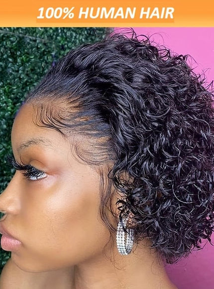 KissICON Black / 8inch Kissicon Short Pixie Cut Curly Lace