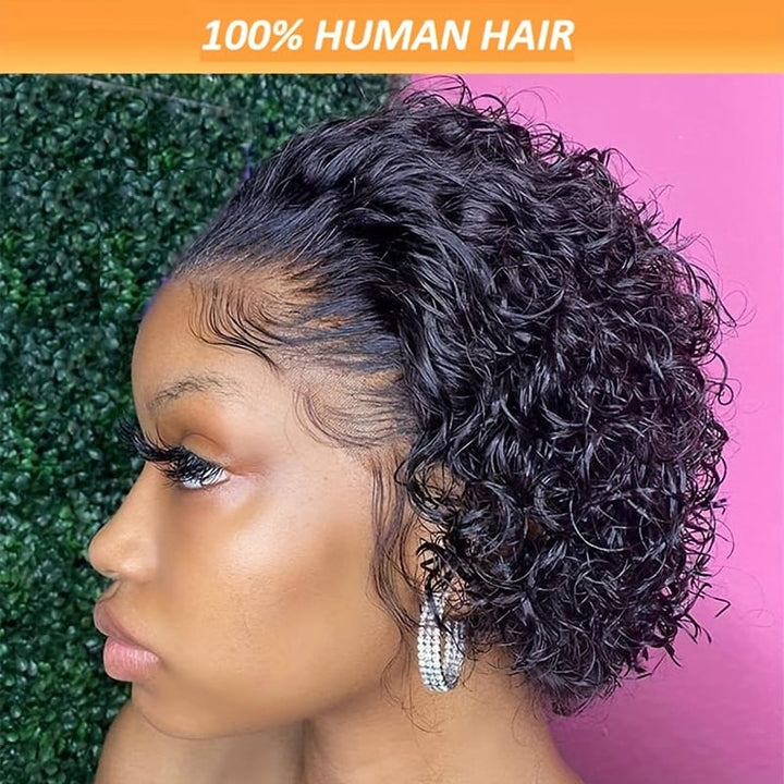 Kissicon Short Pixie Cut Curly Lace