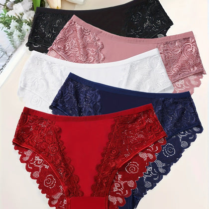 KissICON Black And White Red Blue Khaki / UK 18 Lace Wave Pattern Curve Underwear