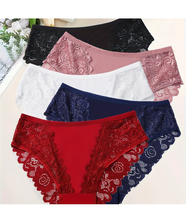 KissICON Black And White Red Blue Khaki / UK 18 Lace Wave Pattern Underwear 5