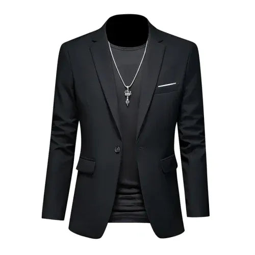 KissICON Black / Asia 6XL(185cm-98kg) Mens Slim Fit Casual Fashion Wedding Tuxedo Blazer