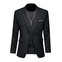 KissICON Black / Asia 6XL(185cm-98kg) Mens Slim Fit Casual Fashion Wedding Tuxedo Blazer