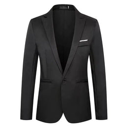 KissICON Black / Asian M Luxury Mens Slim Fit Solid Color Blazer