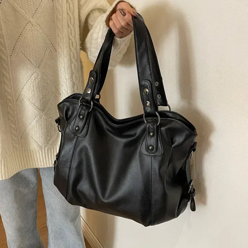 Dropshipman Black-B-40x27x15cm Soft Interior Compartment Shoulder Bags 2025 High Quality Contrasting Colors Bags for Women Fashion Zipper Pu Women's Handbags