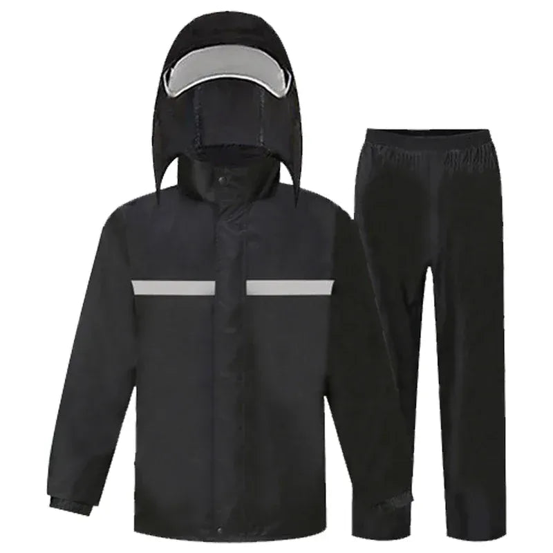 KissICON Black-B / M Reflective Motorcycle Rain Suit Full Body Storm Protection