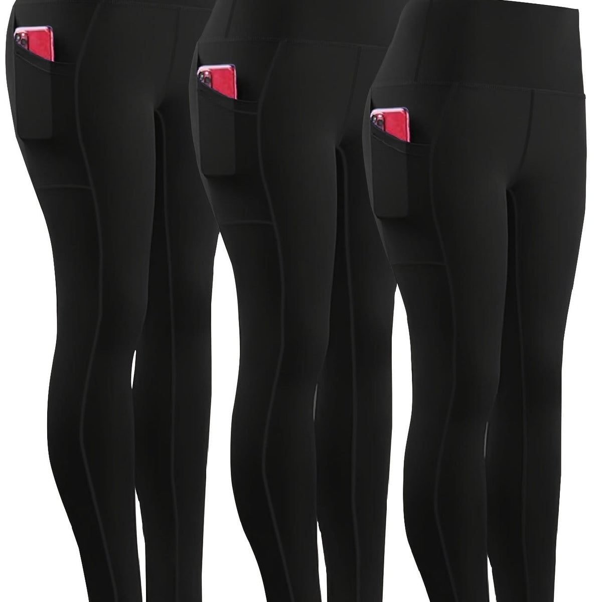 jkthpu-45 black/black/black / UK 16 Three-piece Set, Sports Yoga Pants for Women, High