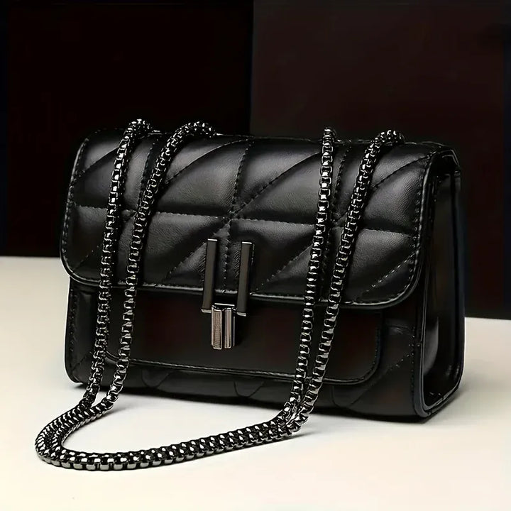 Black Mini Plaid Messenger Adjustable Shoulder Strap
