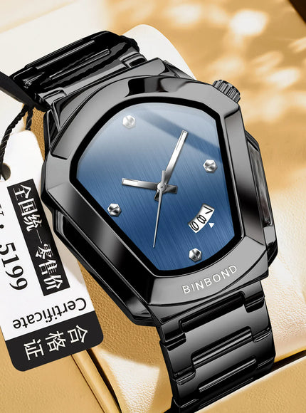 KissICON Black blue KissIcon Diamond Shaped Men Watch Waterproof Strap -