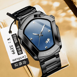 KissICON Black blue KissIcon Diamond Shaped Men Watch Waterproof Strap -